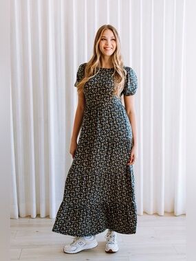 Women's Navy Floral Maxi Dress